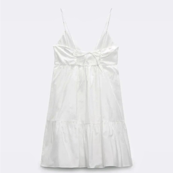 Zara white poppy v neck mini babydoll tiered dress - Picture 7 of 9